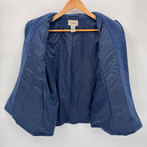 LL Bean Fleece Jacket Womens Medium Petite Blue Polyester Lined Pockets - Picture 8 of 8